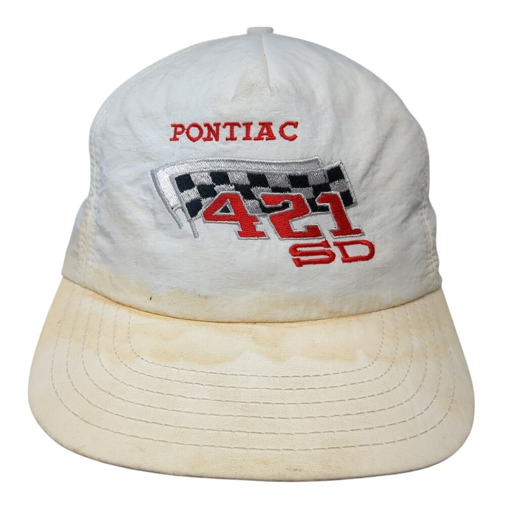 Pontiac 421 SD Snapback Hat White One Size Embroidered Adjustable Solid